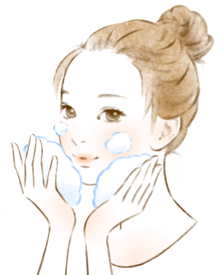 洗顔する女性