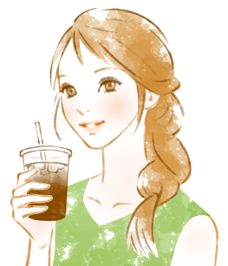 飲み物を持つ女性アイスコーヒー